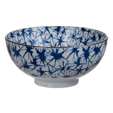 Saladier Bleu - Blanc Porcelaine Cuisine 20x20x9,50cm