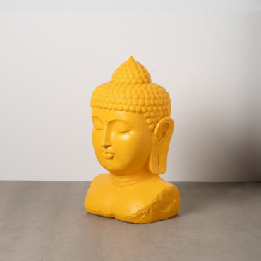 Sculpture Bouddha Jaune Résine 60,50x56x108cm