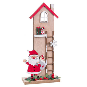 Socle Maison Père Noël Bois 12x4,50x24cm