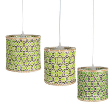 Suspension Naturel - Vert Bambou 32x32x29cm Set de 3