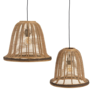 Suspension Naturel Bambou 41x41x33cm Set de 2