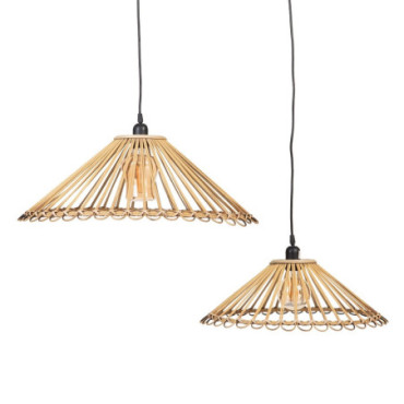 Suspension Naturel Bambou 57x57x20,50cm Set de 2