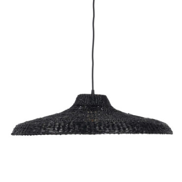 Suspension Noir Fibre Naturelle 60x60x15cm