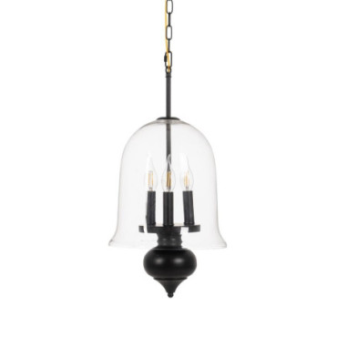 Suspension Noir Metal / Cristal 33x33x54cm