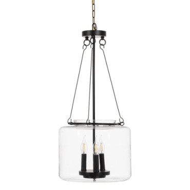 Suspension Noir Metal / Cristal 35x35x72cm