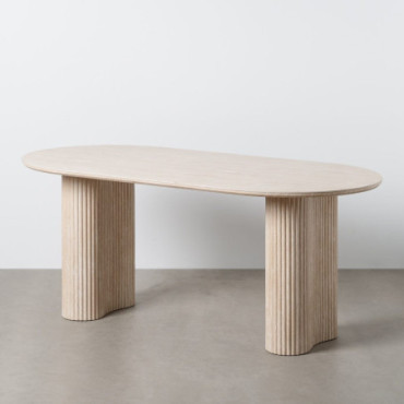 Table À Manger Beige Pierre Mdf 180x90x76cm