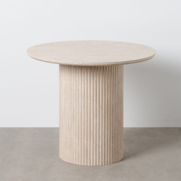 Table À Manger Beige Pierre Mdf 90x90x76cm