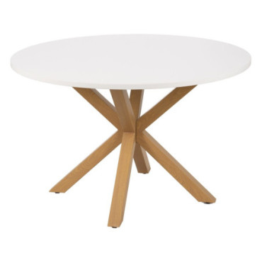 Table À Manger Blanc - NaturelMdf - Métal 120x120x76cm