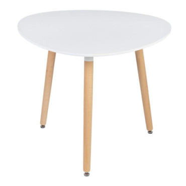 Table À Manger Blanc Mdf - Bois 90x90x74cm