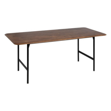 Table À Manger Marron - Noir Bois - Métal 180x80x76cm