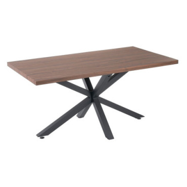 Table À Manger Marron - Noir Mdf - Métal 160x90x76cm