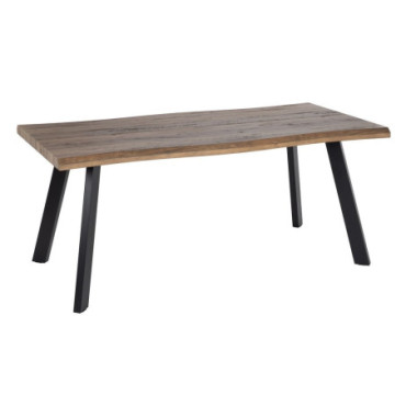 Table À Manger Marron - Noir Mdf - Métal 180x90x75cm