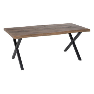 Table À Manger Marron - Noir Mdf - Métal 180x90x75cm