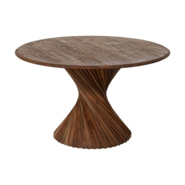 Table À Manger Marron Bois D'Acacia 130x130x76cm