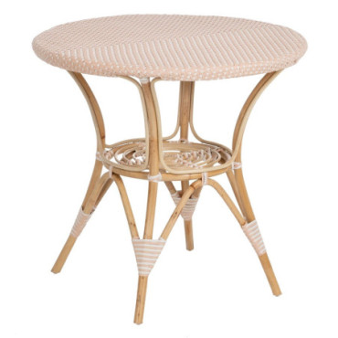 Table À Manger Naturel - Beige Rattan 81x81x76,50cm