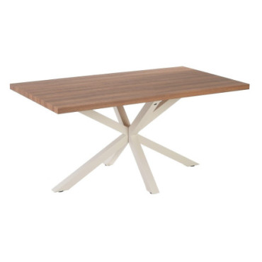 Table À Manger Naturel - Blanc Mdf - Métal 160x90x76cm