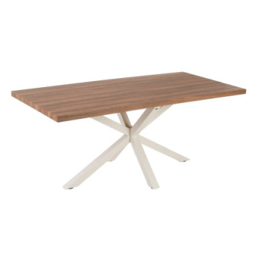 Table À Manger Naturel - Blanc Mdf - Métal 180x90x76cm