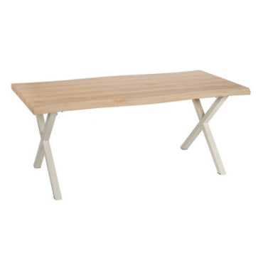 Table À Manger Naturel - Créme Mdf - Métal 180x90x75cm