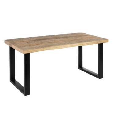 Table À Manger Naturel - Noir Bois - Fer 160x80x76cm