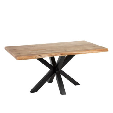 Table À Manger Naturel - Noir Bois - Fer 160x90x76cm