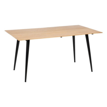 Table À Manger Naturel - Noir Bois - Fer 160x90x77cm