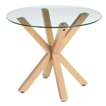 Table À Manger Naturel Cristal - Métal 90x90x76cm