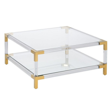 Table basse Doré - Transparent 100x100x45cm