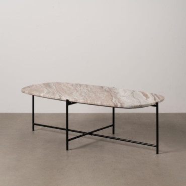 Table Basse Fer/ Marbre Salon 123x64x40cm