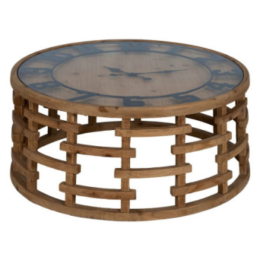 Table Basse Horloge Naturel Mdf - Bois 80x80x36cm