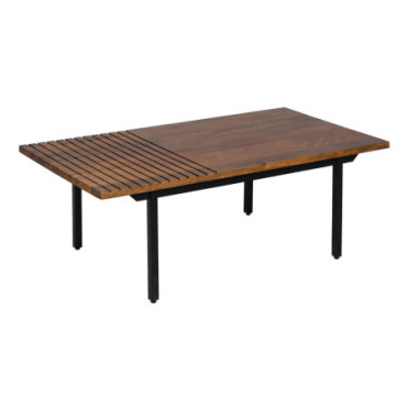 Table Basse Marron - Noir Bois - Fer Salon 110x60x40cm