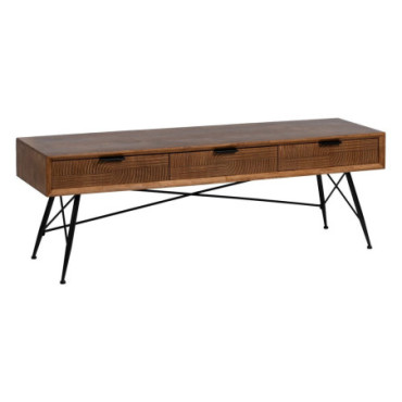 Table Basse Marron - Noir Bois - Métal Lagom 150x40x50cm