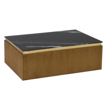 Table basse Marron - Noir Marbre/Bois 120x80x42cm