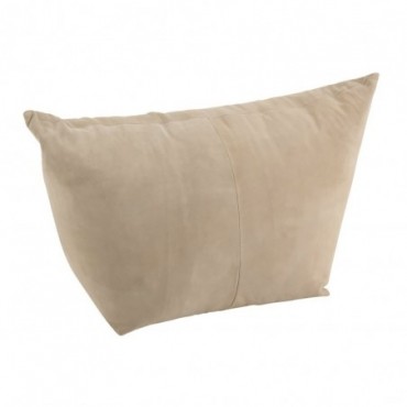 Pouf Ava Bas Cuir Beige