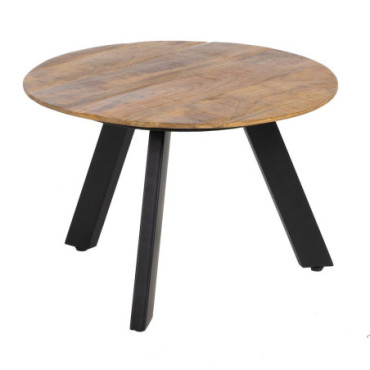 Table Basse Naturel - Noir Bois - Fer Salon 60x60x40cm