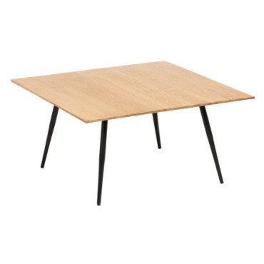 Table Basse Naturel - Noir Bois - Fer Salon 80x80x40cm