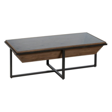 Table Basse Naturel - Noir Bois - Métal 120x60x43,50cm