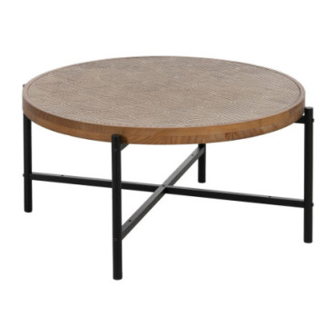 Table Basse Naturel - Noir Métal - Bois 89x89x42,50cm