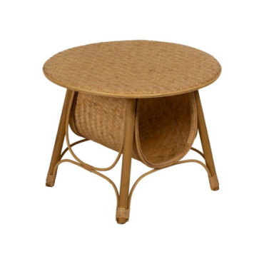 Table Basse Naturel Bambou Ratan Salon 61x61x46cm