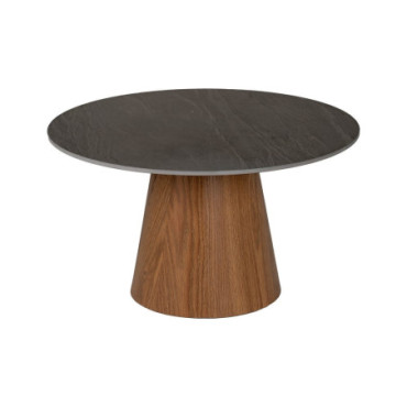 Table Basse Noir - Brown Métal - Céramique 80x80x45cm