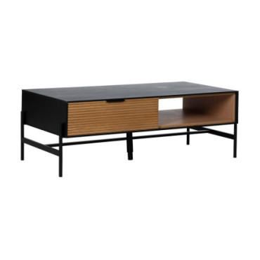 Table Basse Noir - Naturel Mdf - Bois 124x60x43,50cm