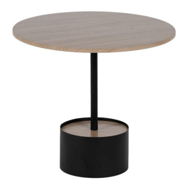 Table Basse Noir - Naturel Mdf - Métal 50x50x45cm