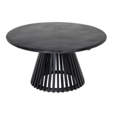 Table basse Noir Bois De Manguier Salon 90x90x45cm