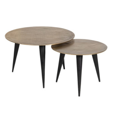 Table Basse Or - Noir Aluminum Salon 60x60x45cm