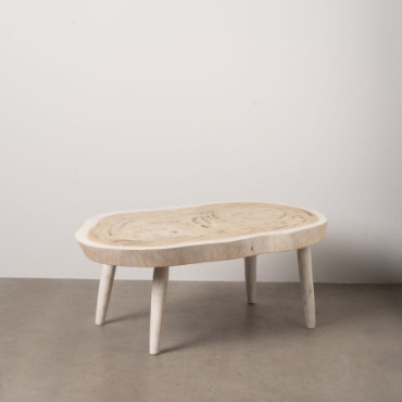 Table Basse Porté Blanc Bois De Suar 100x70x45cm