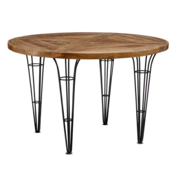 Table Cantine Naturel - Noir 120x120x75cm