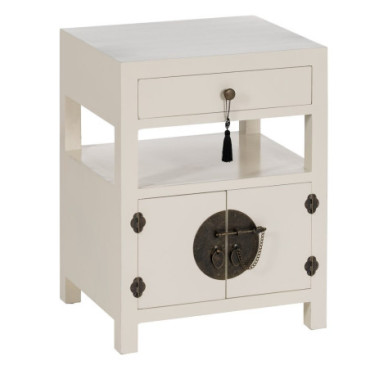 Table d'appoint Blanc Bois Oriente 50x40x66cm