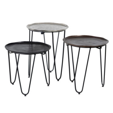 Table d'appoint Aluminium/Fer 40x40x51cm Set de 3