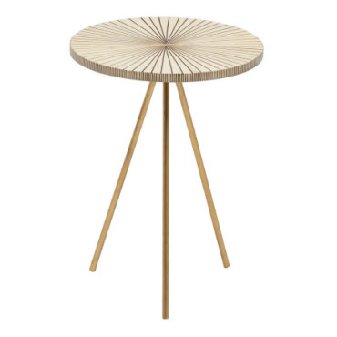 Table d'appoint Beige - Or Métal / Résine 38x38x50cm