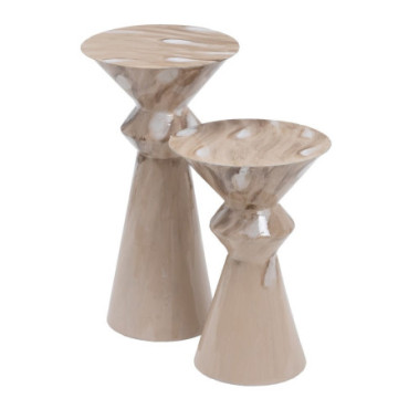 Table d'appoint Beige Métal Salon 34x34x64,50cm