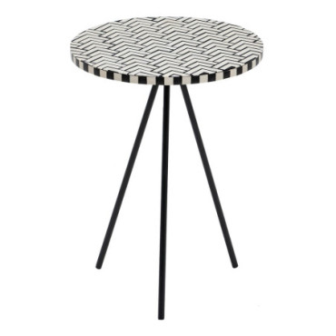 Table d'appoint Blanc - Noire 38x38x50cm